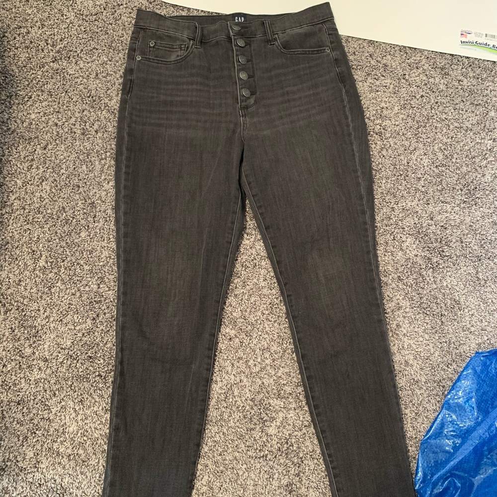 Light wash black denim, gray jeans